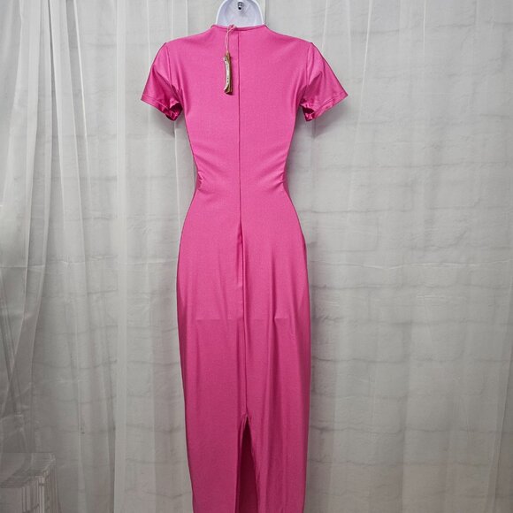Skims Dress Pink Maxi Shine Jersey Satin Bodycon M NWT - Picture 3 of 10